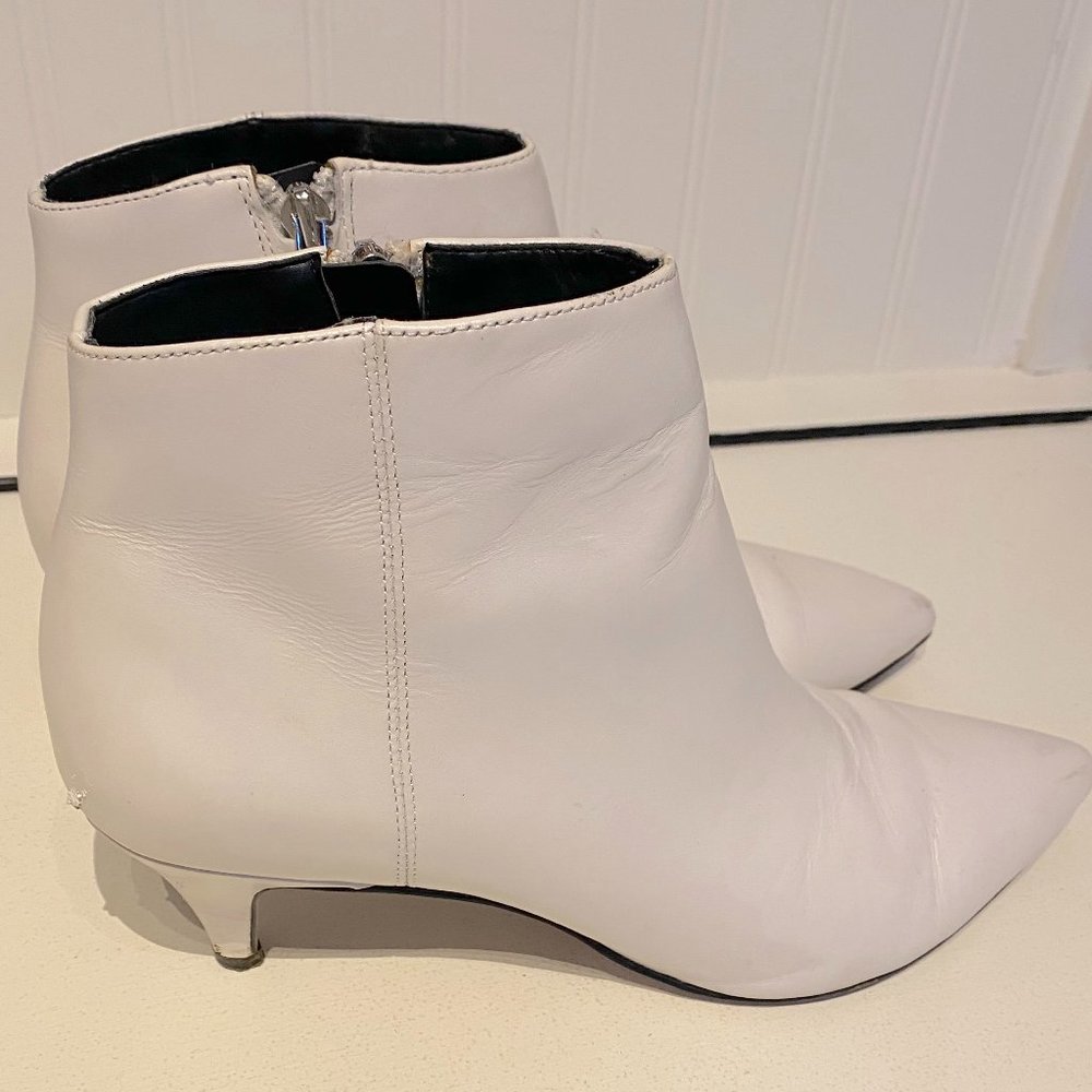 Sam Edelman White Leather Boots w/ Kitten Heels